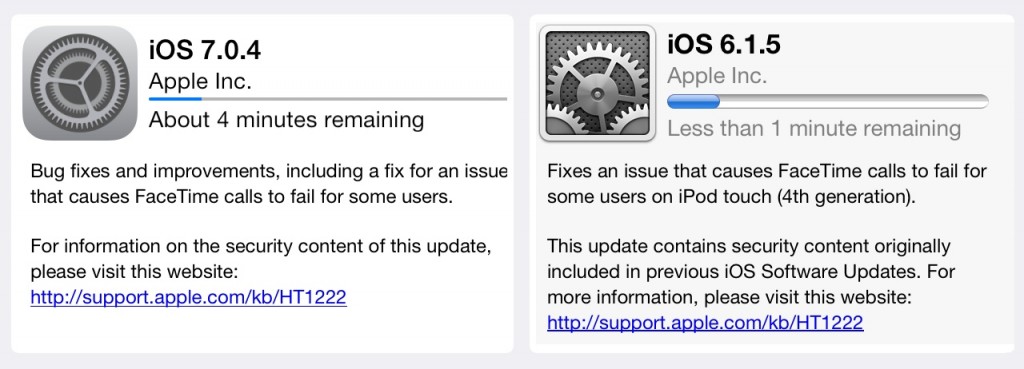 Fire up your compatible — there are restrictions — iPhone, iPod touch and/or iPad and get updating because iOS 6 and iOS 7 updates are now available!