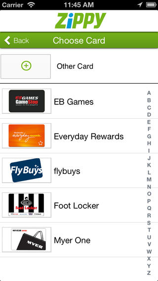 Zippy australian loyalty card app