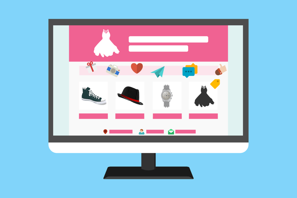 A computer screen with an eCommerce fashion website on it